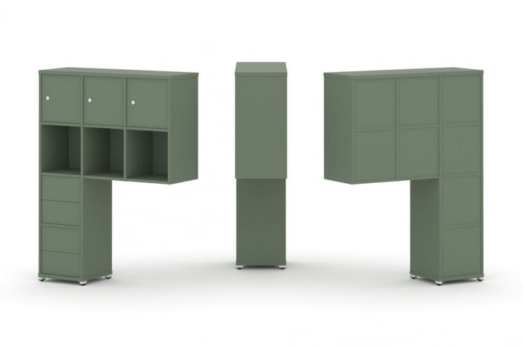 Надставка на стол высокая односторонняя + задняя стенка (8 шт.) + блок с 2-мя ящиками (2 шт.) + распашной фасад (3 шт.) CОНCЕПТ CН.ОНВ-006 Кобо Белый металл / CONCEPT CN.ONV-006_0