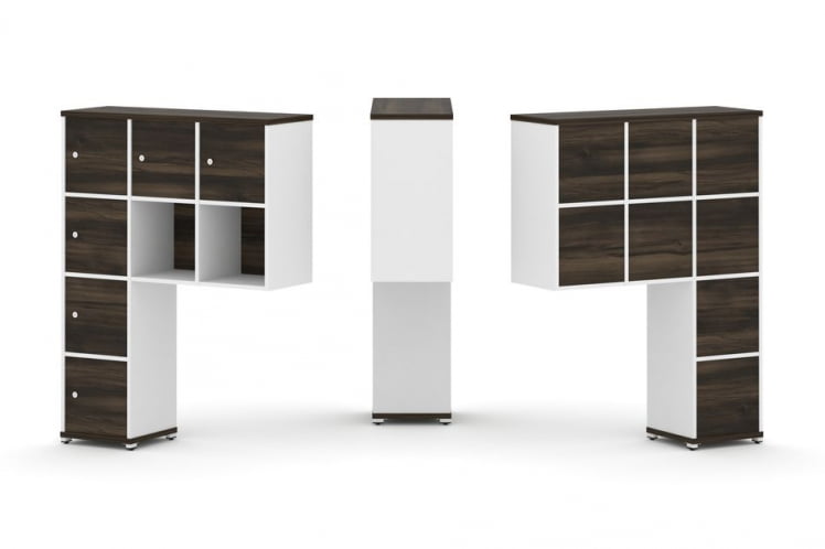 Надставка на стол высокая односторонняя + задняя стенка (8 шт.) + распашной фасад (6 шт.) CОНCЕПТ CН.ОНВ-009 Дуб Мали Белый бриллиант Белый металл / CONCEPT CN.ONV-009_0