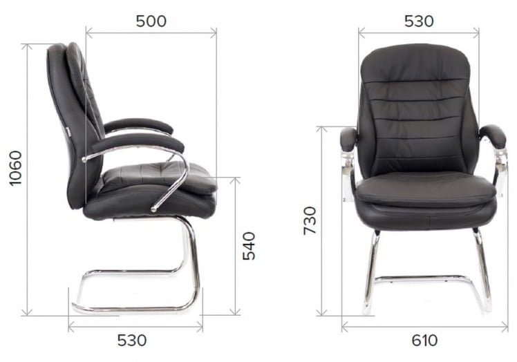 Кресло для посетителей Еверпроф Валенсиа CФ Экокожа Черный / Everprof Valencia CF_4