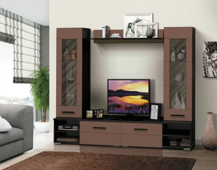 Набор мебели для гостиной Грация 1.5 МДФ матовый Венге/Кофе с молоком_0