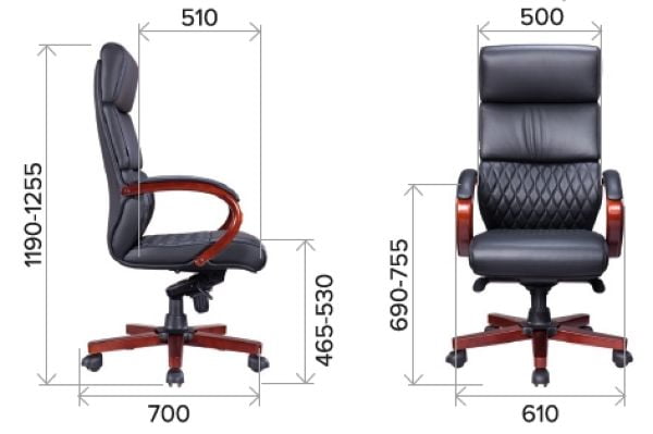 Стул руководителя Еверпроф Пресидент Воод Кожа Черный / Everprof President Wood_4