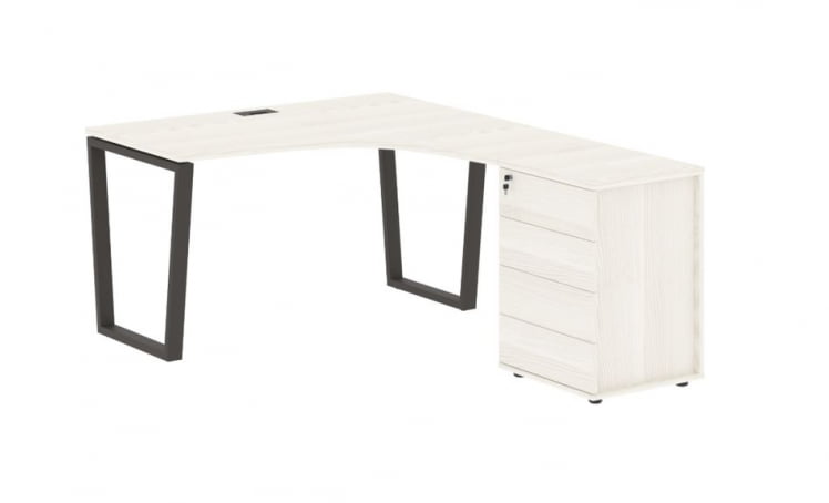 Стол эргономичный с тумбой правый ЕДИС ЕВCЕТ 1318 Р Ясень Траун Мокко / EDIS EVCET R_0