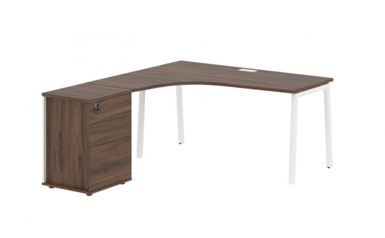 Стол эргономичный с тумбой (левый) ЕДИС ЕЛCЕТ 1518 Л Дуб Денвер темный Белый / EDIS ELCET L_0