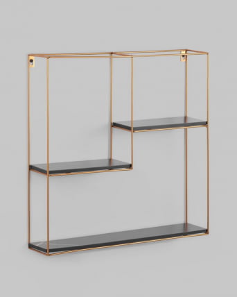 Полка Скуаре золотая Черный мрамор / Square_2