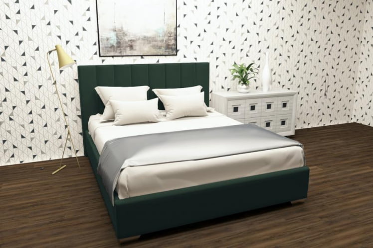 Мягкая интерьерная кровать Терра без основания Материал фасада: Металл/Велюр; Спальное место: 1400х2000 мм; Цвет: Зеленый_0