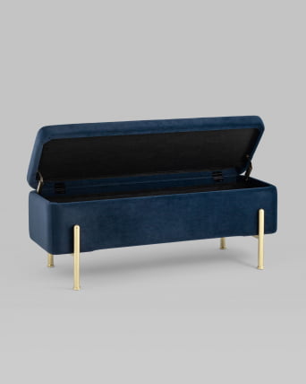 Банкетка с ящиком Болейн голд велюр Синий / gold_3