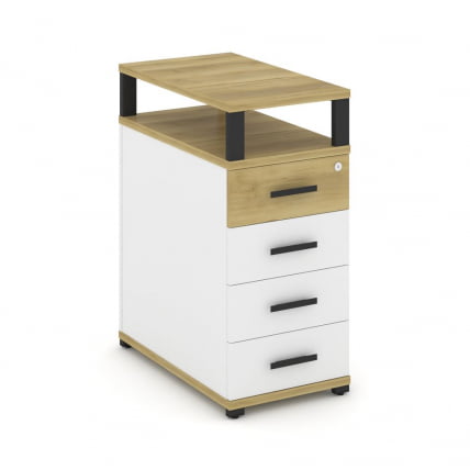 Тумба приставная с 4-мя ящиками и надставкой CОНCЕПТ CН.ТГО-003 Б/В Дуб Винченцо Белый бриллиант Черный / CONCEPT CN.TGO-003 B/W_0