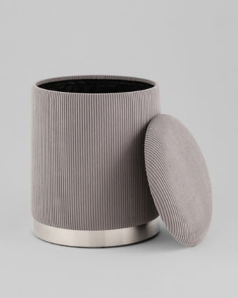 Пуф Эмили с ящиком серебро вельвет серый_4