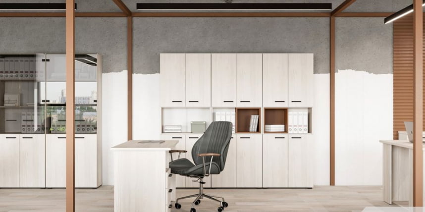 Комплект офисной мебели ЛЕМО №7 Сосна Скандинавия Карамель нюд / LEMO_6