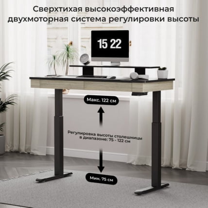 Стол для компьютера c электрической регулировкой по высоте и 2 ящиками ЕУРЕКА ЕРК-ЕД-И55-ОГ / c EUREKA ERK-ED-I55-OG_9