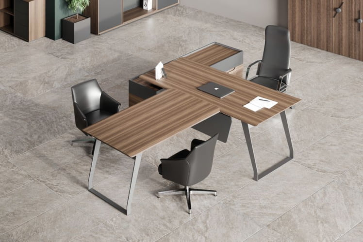 Стол руководителя на опорной тумбе КУАРТЗ КЗ.0101.БВ+КЗ.0201.БВ.ГФ.Р правый / QUARTZ QZ.0101.BW+QZ.0201.BW.GF.R_8