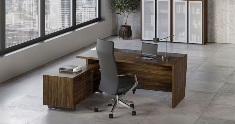 Кабинет руководителя Корнер №3 Орех Лоренцо Графит / Corner_0