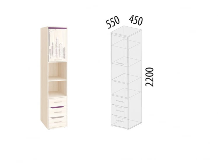 Стеллаж (левый/правый) Мегаполис 55.04.1 Сосна Астрид_1