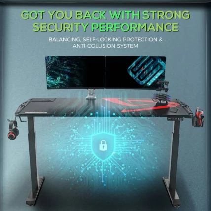 Геймерский стол c электрической регулировкой по высоте ЕУРЕКА ЕРК-ЕГД-С62Б Черный с РГБ / c EUREKA ERK-EGD-S62B RGB_5