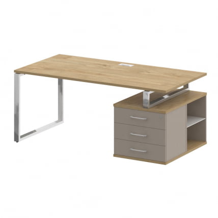 Стол руководителя с опорной тумбой , правый СХИФТ СК.СРТ-180 (Р) Тиквуд Светлый/Капучино / SHIFT SK.SRT-180 (R)_0