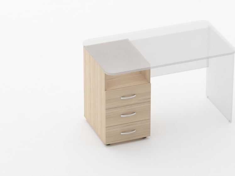 Тумба встраиваемая в стол на 3 ящика с нишей Глассй 3.12.12 Туя / Glassy_1
