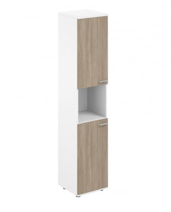 Шкаф высокий с нишей левый Сигма СГ.846.ВХ.ОД.ОД.Л Белый Дуб темный / Sigma SG.846.WH.OD.OD.L_0