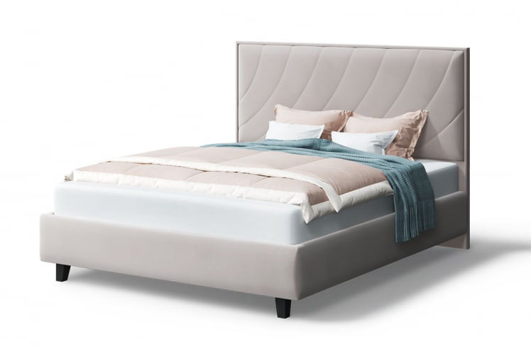 Кровать СОФИЯ 2000*1600мм (на опорах), велюр НЕО 02 (бежевый), (б/основания, б/матраса) / NEO_0