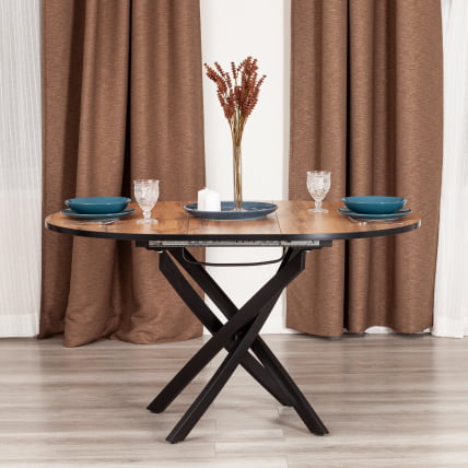 Стол МАНЗАНА ЛДСП/ХПЛ/металл, 100 х 100+30 х 75 см, Дуб Вотан/черный / MANZANA ЛДСП/HPL/металл,_11