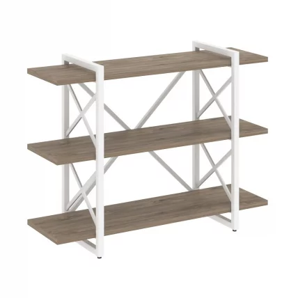 Стеллаж на регулируемых опорах - 3 полки ЛОФТ ВР.Л-МСТ.О-3.8В Металл белый Тиквуд темный / LOFT VR.L-MST.O-3.8V_0