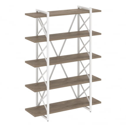 Стеллаж на регулируемых опорах - 5 полок ЛОФТ ВР.Л-МСТ.О-5.8В Металл белый Тиквуд темный / LOFT VR.L-MST.O-5.8V_0