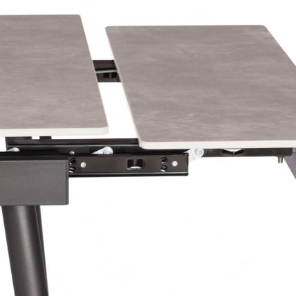 Стол обеденный Лорд Грей/Лорд Грей столешница керамика (матовая) /опоры металл, светло-серый/черный, (120+30+30)кс80кс75 см / Lord Grey/Лорд (120+30+30)x80x75_3