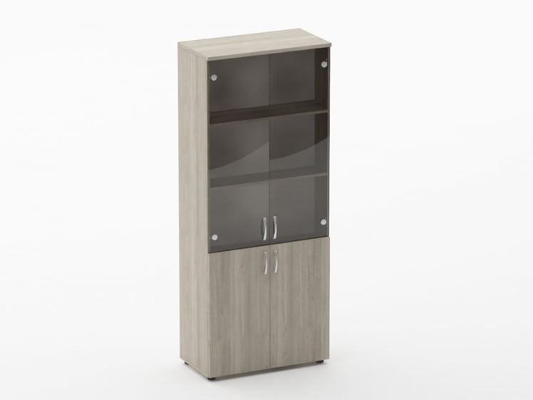 Шкаф высокий со стеклом Глассй 6.19.151 Дуб сантана светлый / Glassy_0