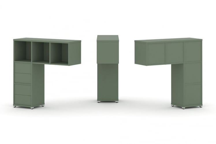 Надставка на стол низкая односторонняя + задняя стенка (5шт.) + блок с 2-мя ящиками (2шт.) CОНCЕПТ CН.ОНН-003 Кобо Белый металл / CONCEPT CN.ONN-003_0