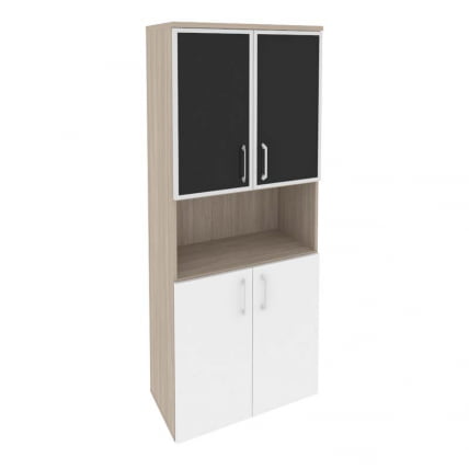 Шкаф высокий широкий ОНИКС О.СТ-1.4Р блаcк Дуб Аттик/Белый / ONIX O.ST-1.4R black_0