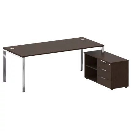 Стол рабочий руководителя с опорной тумбой левый МЕТАЛ СЙСТЕМ ДИРЕCТ БГ.СРТ-6.9 Пр Венге Цаво / METAL SYSTEM DIRECT_0