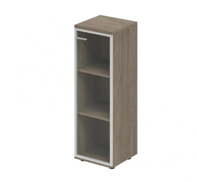 Шкаф средний со стеклом, задняя стенка ЛДСП (правый) Винг ВН.812.ОД.АЛ.Р Дуб темный / Wing WN.812.OD.AL.R_0