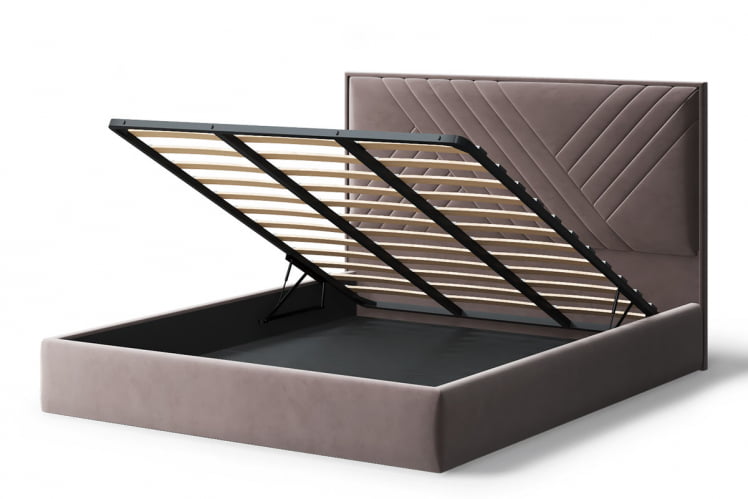 Кровать МИРА 2000*1400мм (без опор), велюр Бренди лайт 05 (кофе), (б/основания, б/матраса)_2