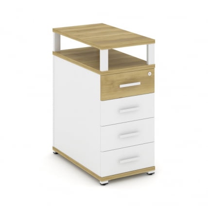 Тумба приставная с 4-мя ящиками и надставкой CОНCЕПТ CН.ТГО-003 Б/В Дуб Винченцо Белый бриллиант Белый / CONCEPT CN.TGO-003 B/W_0