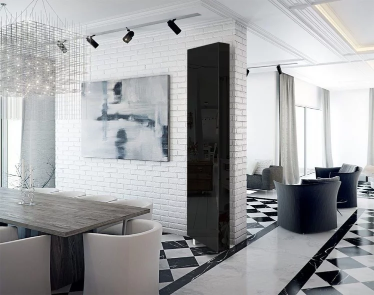 Поворотный шкаф в черном глянцевом стекле Драйв Шелф (левый) Беленый дуб_4