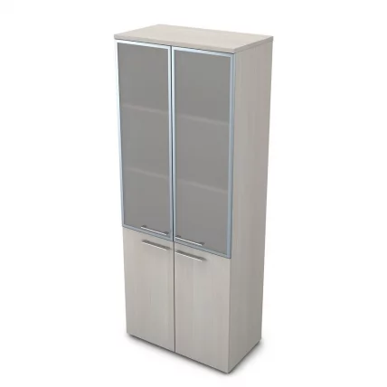 Шкаф высокий со стеклом ГЛОСС ЛИНЕ 9НШ.005.19 Иворй / GLOSS LINE Ivory_0