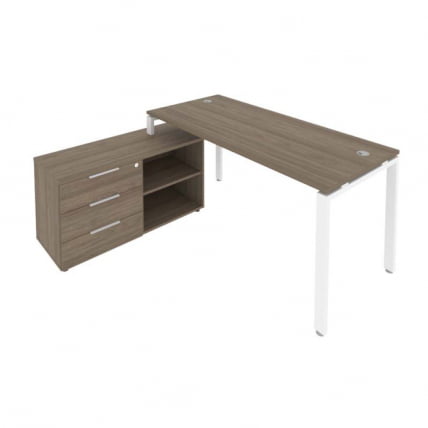 Рабочая станция на П-образном м/к с опорной тумбой левая Метал Сйстем Б.РС-СТС-2.4 Л Вяз/Белый / Metal System_0