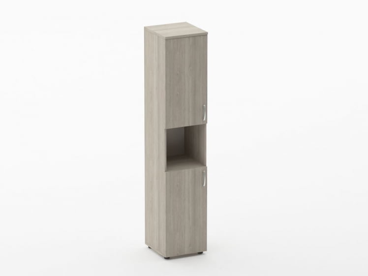 Шкаф высокий закрытый с нишей Глассй 6.19.11Л Дуб сантана светлый / Glassy_0