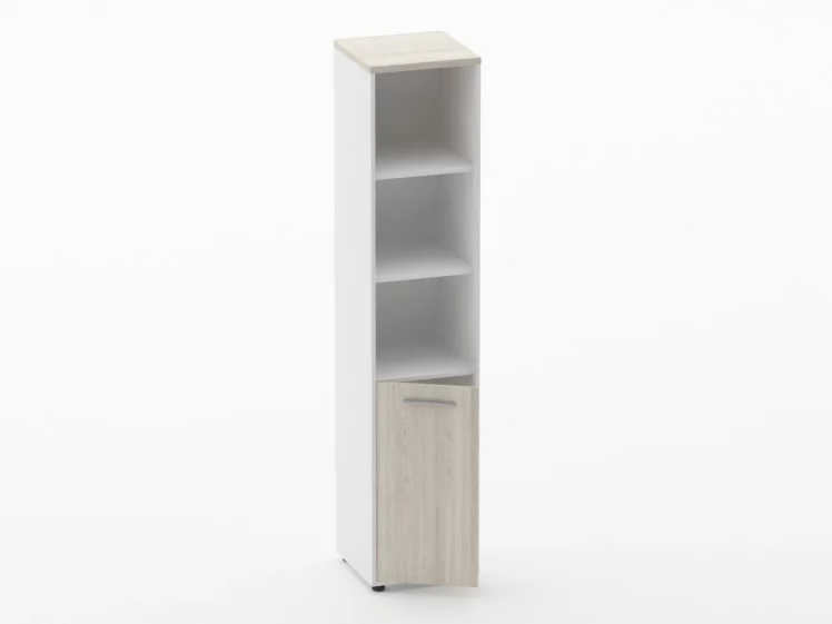 Шкаф 4 узкий верх открытый, низ закрытый Дека 10.19.11Л Дуб Сантана светлый/Белый / Deka_1