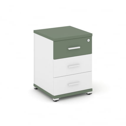 Тумба опорная/приставная с 3-мя ящиками CОНCЕПТ CН.ТУО-001 Б/В Кобо Белый бриллиант Белый / CONCEPT CN.TUO-001 B/W_0