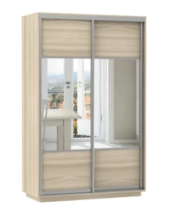 Шкаф-купе двухдверный Экспресс Дуо Комби 1400х2400х Ясень шимо светлый / 1400х2400h_0