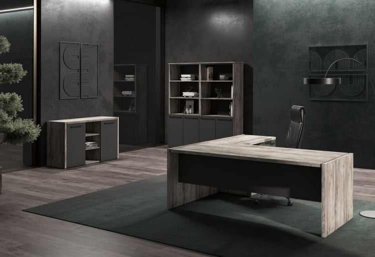 Стол руководителя МОРРИС ТРЕНД МСТ 169 Сосна Нордик Антрацит / MORRIS TREND MST_2