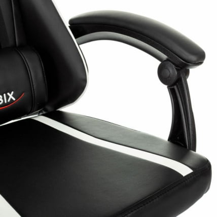 Кресло компьютерное БРАБИКС Шоотер ГМ-123, 2 подушки, экокожа, черное/белое / BRABIX Shooter GM-123,_8