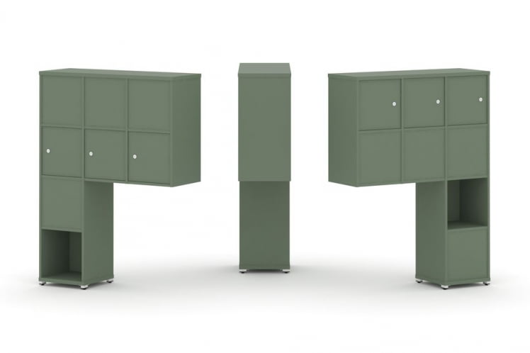 Надставка на стол высокая двухсторонняя + задняя стенка (8 шт.) + распашной фасад (6 шт.) CОНCЕПТ CН.ДНВ-009 Кобо Белый металл / CONCEPT CN.DNV-009_0