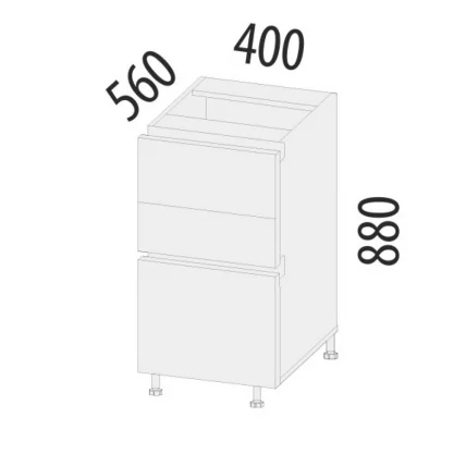 Напольный шкаф (3 ящика с доводчиком Титусофт) Дакота 60 / Titusoft)_3