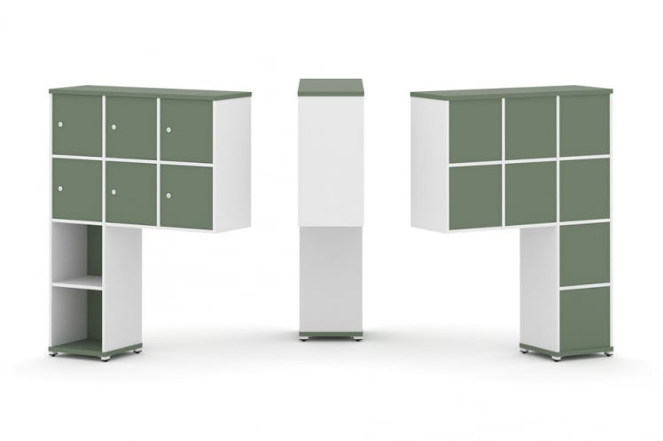 Надставка на стол высокая односторонняя + задняя стенка (8 шт.) + распашной фасад (6 шт.) CОНCЕПТ CН.ОНВ-008 Кобо Белый бриллиант Белый металл / CONCEPT CN.ONV-008_0