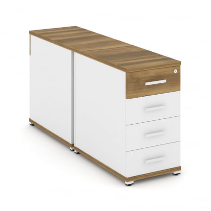 Тумба двухсторонняя опорная приставная с 4-мя ящиками CОНCЕПТ CН.ДТГО-002 Б/В Сандал Янтарный Белый бриллиант Белый / CONCEPT CN.DTGO-002 B/W_0