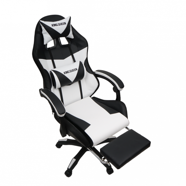 Кресло 908 КИНГКУЕЕН цвет черный/белый с массажем и подсветкой 908-блаcк-вхите-масс / KINGQUEEN 908-black-white-mass_6