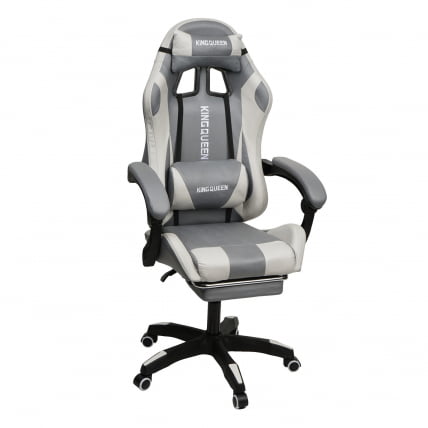 Кресло 1208, замша, цвет серо-белый с массажем, арт 1208-Грей-Вхите / 1208-Grey-White_0