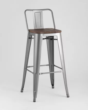 Стул барный Толикс Воод 75.5  со спинкой Серебристый / Tolix Wood_1