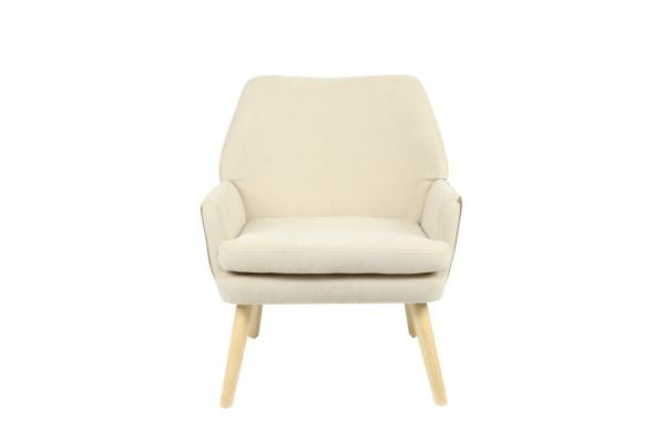 Кресло Харви бежевый с коричневой экокожей деревянные ножки_2